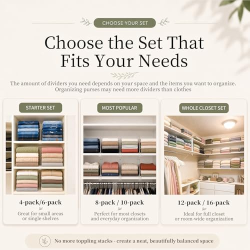 Shelf Dividers Purse Organizer for Closet: Acrylic Clear 12 Pack