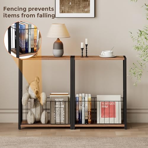 Homleke Narrow Side Table with Magazine Holder, Skinny End Table