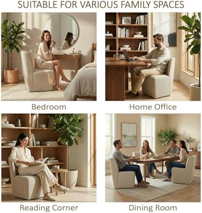 KISLOT Upholstered Dining Chairs Set of 1 with Hidden Casters, Sand
