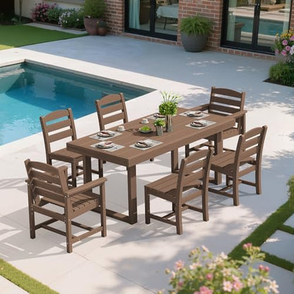 SERWALL HDPE Outdoor Dining Set for 6, 67'' Patio Table and Chairs Set