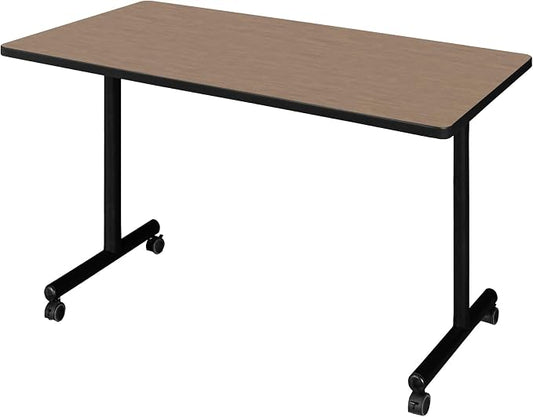 Regency Kobe 42 x 30 in. Mobile T-Base Training Seminar Table- Noble Oak