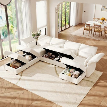 Corduroy Modular Sectional Cloud Couch with Storage, Oversized 7-Seat