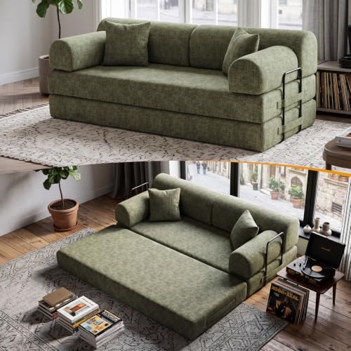 78.8" Convertible Sofa Bed, High Back Boneless Couch for Living Room