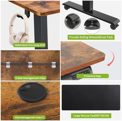 farexon 71x28 Inch Electric Standing Desk with Mouse Pad, Brown