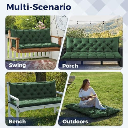 IASEAHK Porch Swing Cushions, 40×40×4 Inch, Waterproof, Forest Green