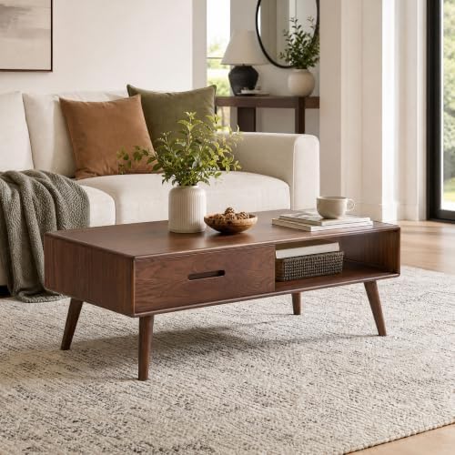 100% Solid Oak Coffee Table for Living Room,Fully Assembled, 39.37'' W