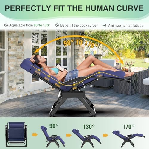 Suteck Oversized Zero Gravity Chair, 500LBS 29In XL Outdoor Recliner Chairs