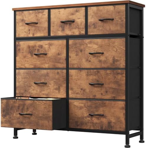 DUMOS 9 Drawer Dresser for Bedroom, Storage Organizer Chest of Drawers