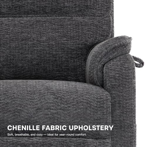 DYNOX 9198L Tall Power Lift Recliner, Extended Footrest, Dark Grey
