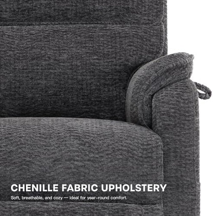 DYNOX 9198L Tall Power Lift Recliner, Extended Footrest, Dark Grey