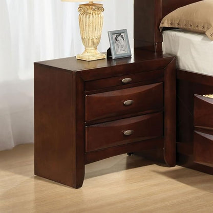 Furniture of America Darius Transitional Solid Wood 3-Piece Queen Platform Bedroom Set with Drawers, Bookcase Headboard and Knob Pulls, Mattress Ready, Dark Cherry