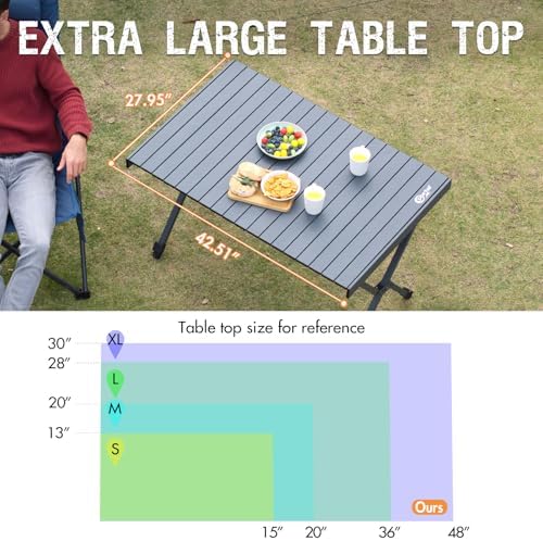 Portal 42.51"Folding Camping Table,Portable Aluminum Table, Dark Gray