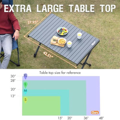 Portal 42.51"Folding Camping Table,Portable Aluminum Table, Dark Gray