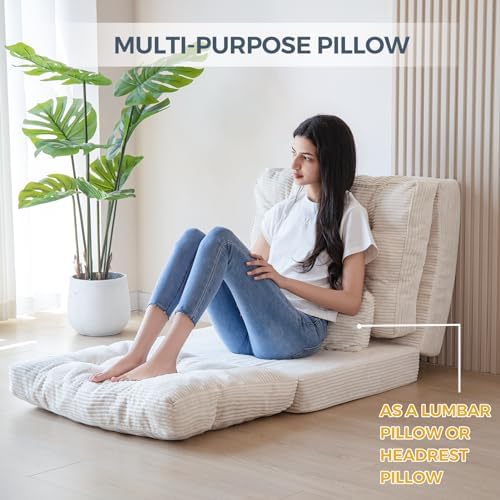 MAXYOYO Folding Sofa Bed, Convertible Chair Couch, Tufted Bean Bag Sofa