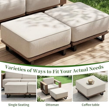 Bonzy Home 4 Piece Patio Furniture Set, Wicker Lounge Chairs Set of 2 with Rattan Side Table and 2 Ottoman, Outdoor Patio Furniture with Extra-Thick Soft Cushions for Porch, Balcony