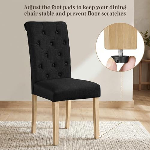 Yaheetech Dining Chairs Set of 2 Modern Upholstered Parson Chairs Black