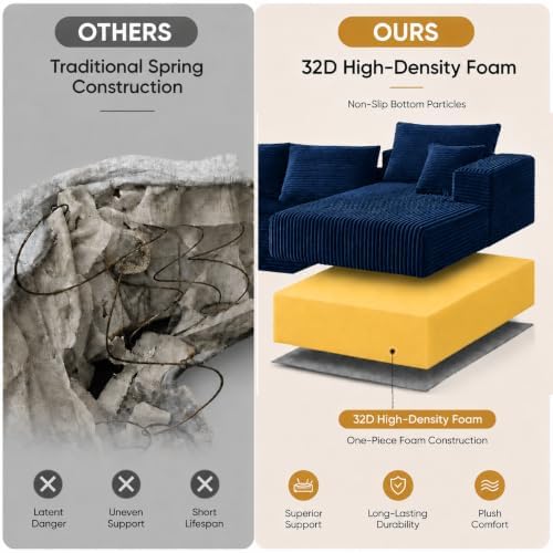 96" Modular Boneless Couch, L Sectional Couches for Living Room