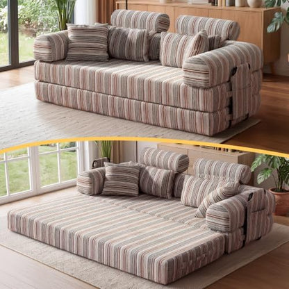 79" Convertible Sofa Bed,High Backrest Boneless Couch for Living Room