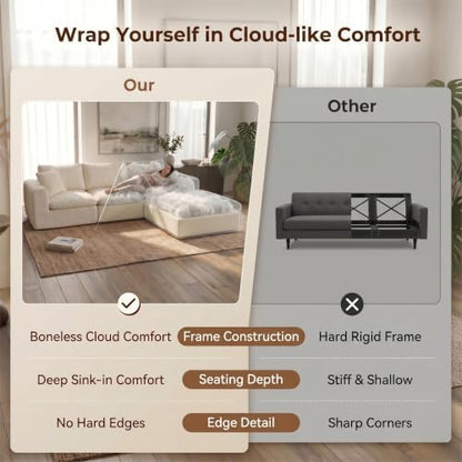 Modular Sectional Boneless Couch, No Assembly Required Oversized Cloud Sofa