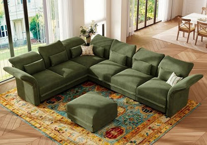 Corduroy Modular Sectional Cloud Couch with Storage, Oversized 7-Seat