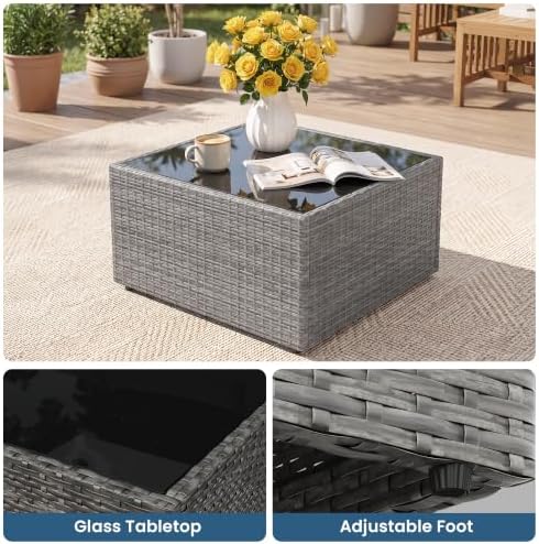 7 Pieces Wicker Patio Furniture Set - Outdoor Sectional for All Weather