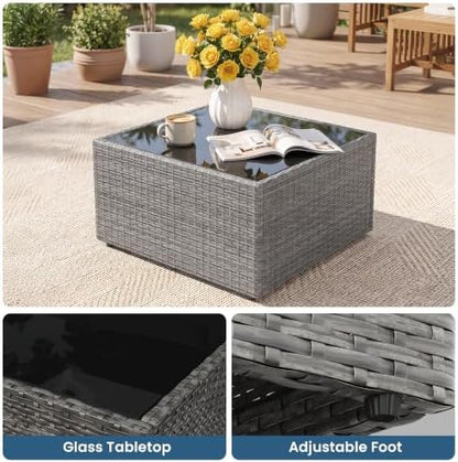 7 Pieces Wicker Patio Furniture Set - Outdoor Sectional for All Weather