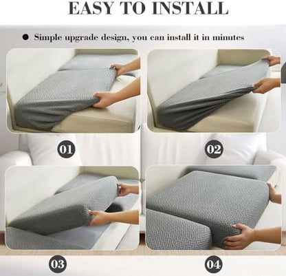 Sofa Covers Couch Covers for Sofa Pet Friendly Couch Cushion Covers Universal Sofa Covers Washable Stretch Slipcovers for Sectional Sofa (Texture Brown, Back Cover M)