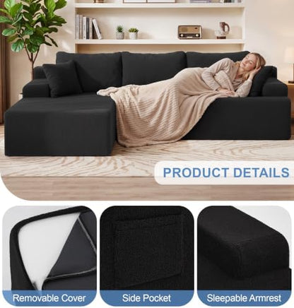 Hobestluk Boneless Couches Modular Sectional Sofa L-Shape Oversized Chaise