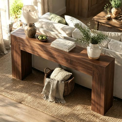 knoworld 70.9-Inch Long Entryway Console Table, Farmhouse Sofa Table for Entrance and Hallway, Wood Narrow Table with Handcrafted Line Detailing for Living Room and Behind Couch