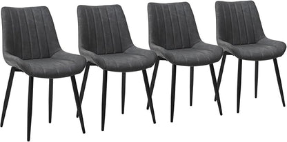 CLIPOP Dining Chairs Set of 4, Faux Leather Dining Chairs with Upholstered Seat, High Back Comfy Cushion, Metal Leg, Accent Kitchen Side Chair for Living, Restaurant & Meeting Room, Grey