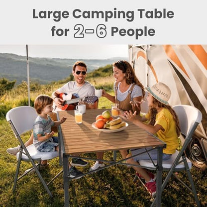 46.4" Large Camping Table for 2-6 People, Heavy Duty Foldable