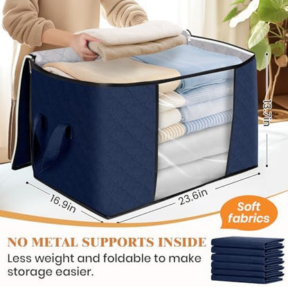 90L Clothes Storage, Foldable Thick Fabric Blanket Storage Bags