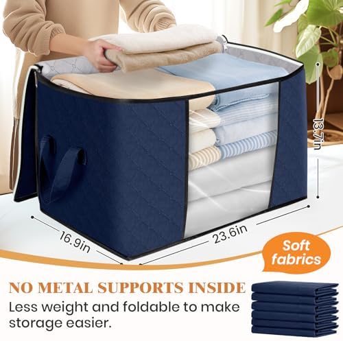 90L Clothes Storage, Foldable Thick Fabric Blanket Storage Bags