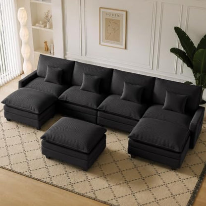 140" Oversized Modular Sectional Sofa, U Shaped Cloud Couches with Ottomans