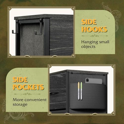 WLIVE 10 Drawer Fabric Dresser for Bedroom, Side Pocket & Hooks, Charcoal