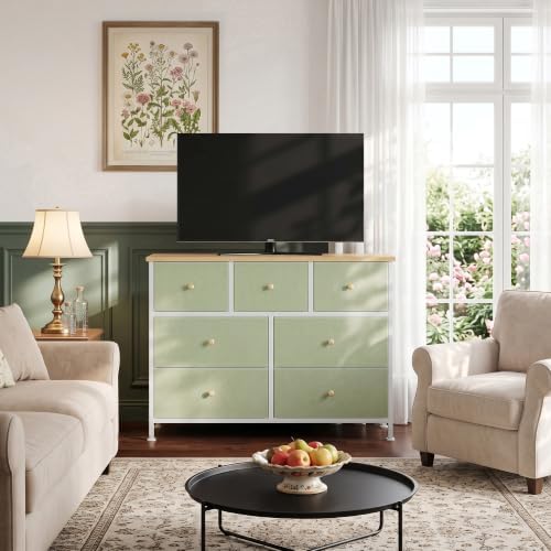 7 Drawer Dresser for Bedroom, Fabric Storage Drawer Unit