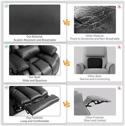 EDILLY Large Leather Power Lift Recliner Chairs for Elderly