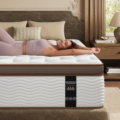 BedStory Extra Firm King Mattress, 13 Inch Hybrid Mattress in Box Cooling