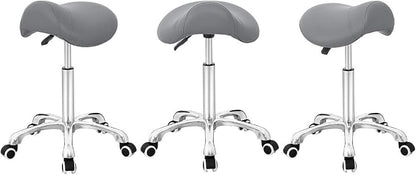 Antlu Saddle Stool Rolling Chair for Office Massage Salon Kitchen Spa Drafting,Adjustable Hydraulic with Wheels (Grey)