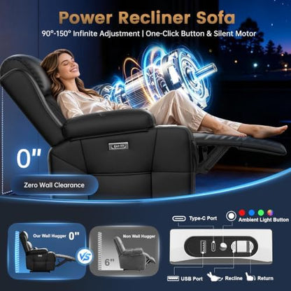 Power Recliner Chair, Home Theater Seating Reclining Sofa with Heat Massage