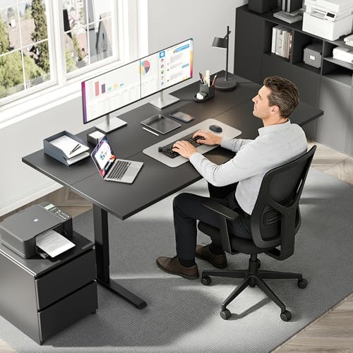 Klicelor 55x28" Deep Electric Height Adjustable Standing Desk, Black