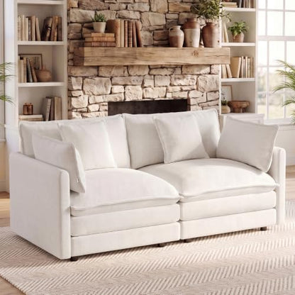 76.7" Cloud Couch for Living Room, Deep Seat Loveseat Sofa, Beige
