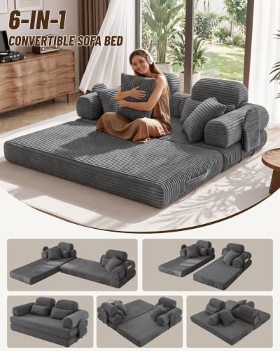 78.8" Futon Sofa Bed, High Back Boneless Couches for Living Room