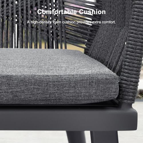 PURPLE LEAF Patio Table and Chairs Set 14 Pieces Woven Rattan Aluminum Grey