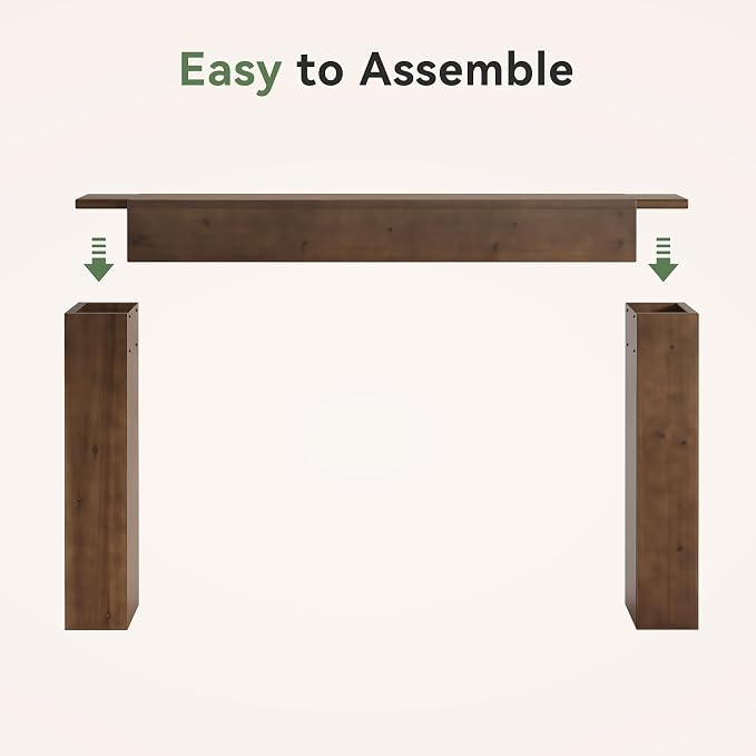 Solid Wood Console Table, 63-Inch Farmhouse Sofa Table Behind Couch for Entryway, Living Room, Foyer, Easy Assembly (Walnut)