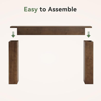 Solid Wood Console Table, 63-Inch Farmhouse Sofa Table Behind Couch for Entryway, Living Room, Foyer, Easy Assembly (Walnut)