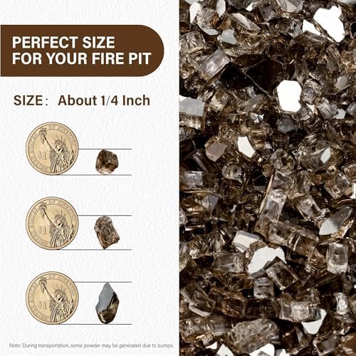 NUPICK 20 Pound Fire Glass, 1/4 Inch Reflective Fire Pit Glass