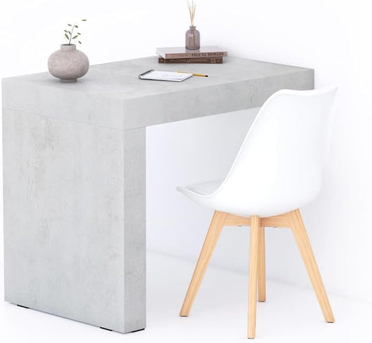 Mobili Fiver, Evolution Desk 35.4 x 23.6 in, Concrete Effect, Grey with One Leg, Made in Italy