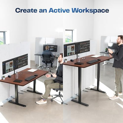 VIVO Electric Standing Desk, Smooth 3-Piece 60" x 30" Dark Walnut Top