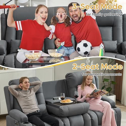 IPKIG Power Loveseat Recliner Sofa with Flip Back Console, 76.8" - 3 Seat